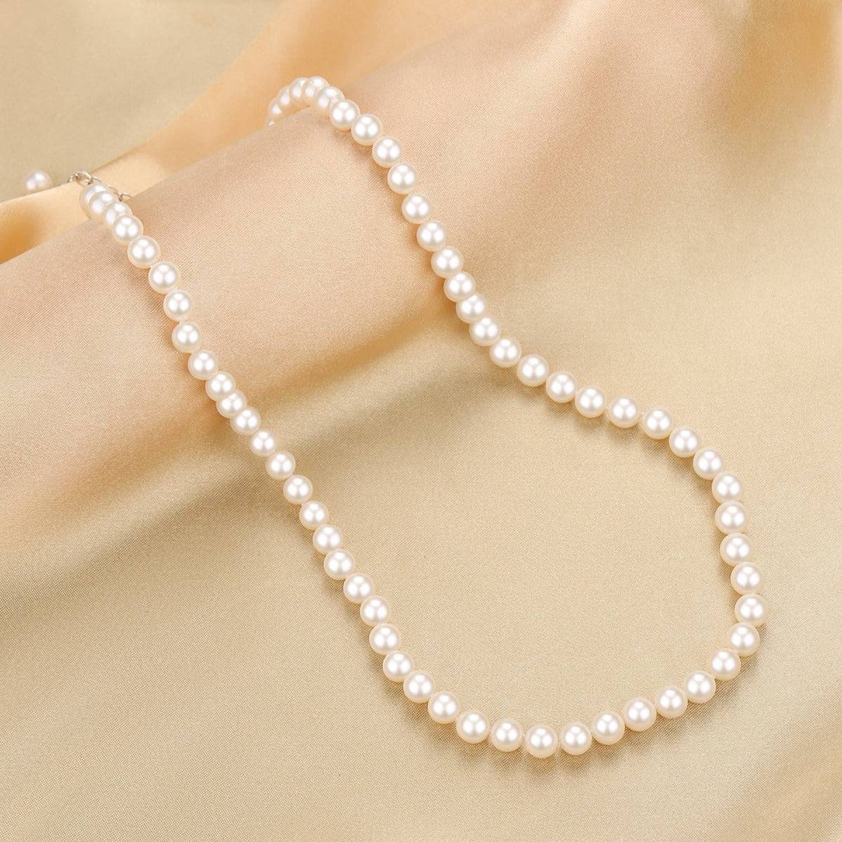 White Freshwater Pearl Necklace in 6-7mm Size