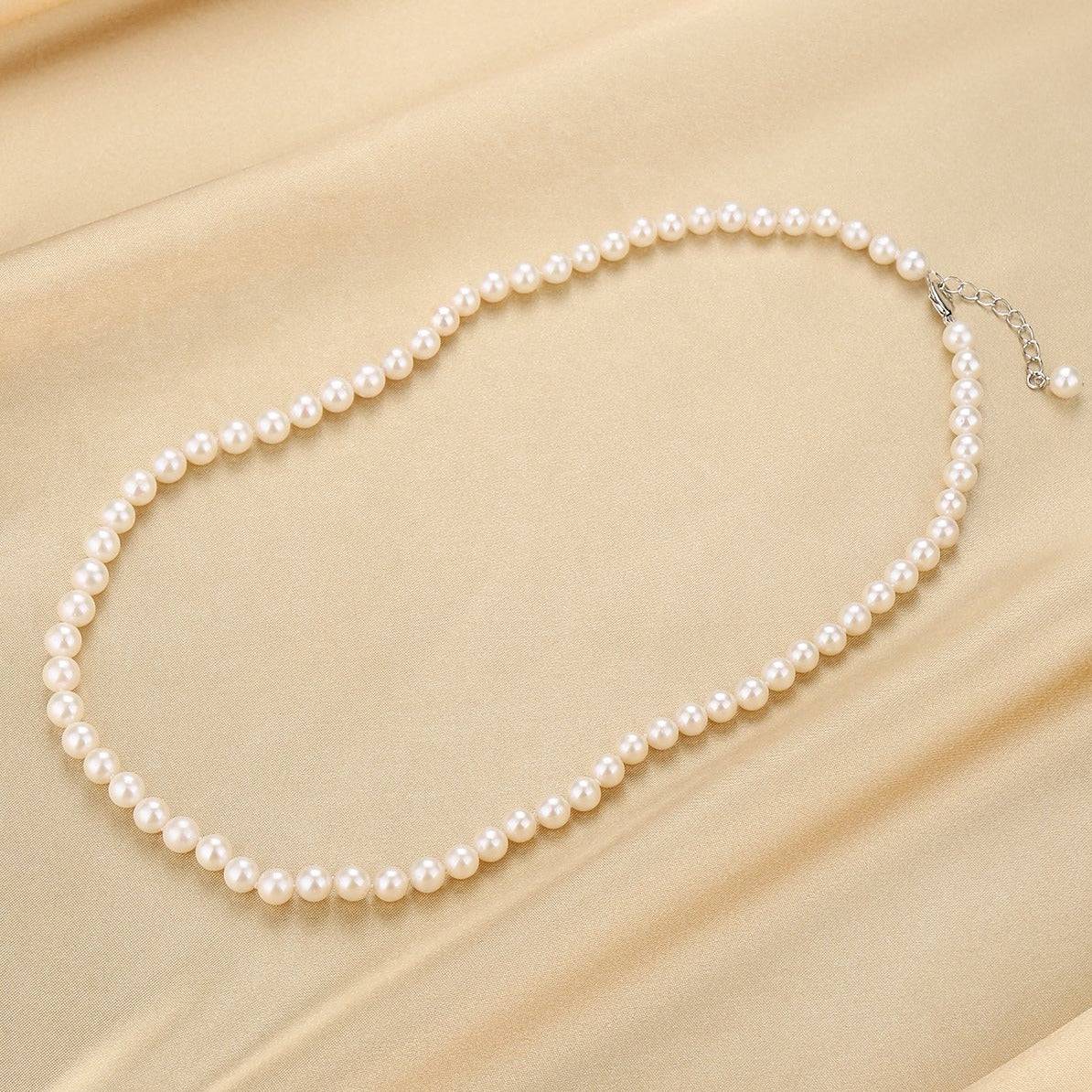 White Freshwater Pearl Necklace in 6-7mm Size