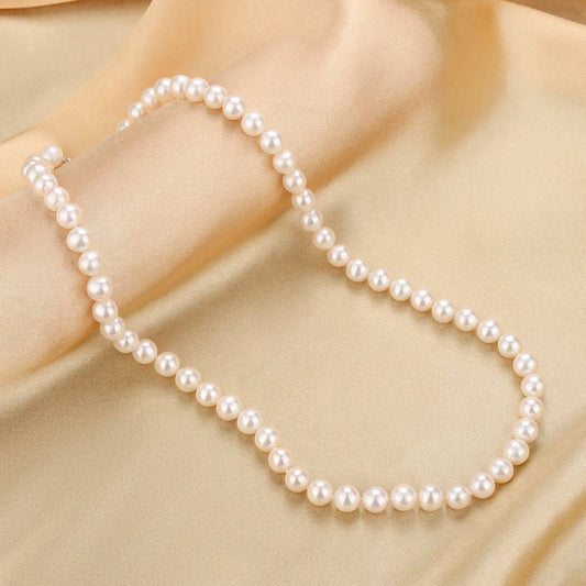 White Freshwater Pearl Necklace in 8-9mm Size