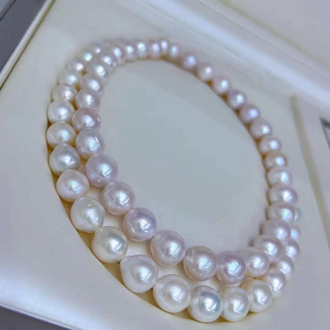 Large White Freshwater Pearl Necklace 9-12mm