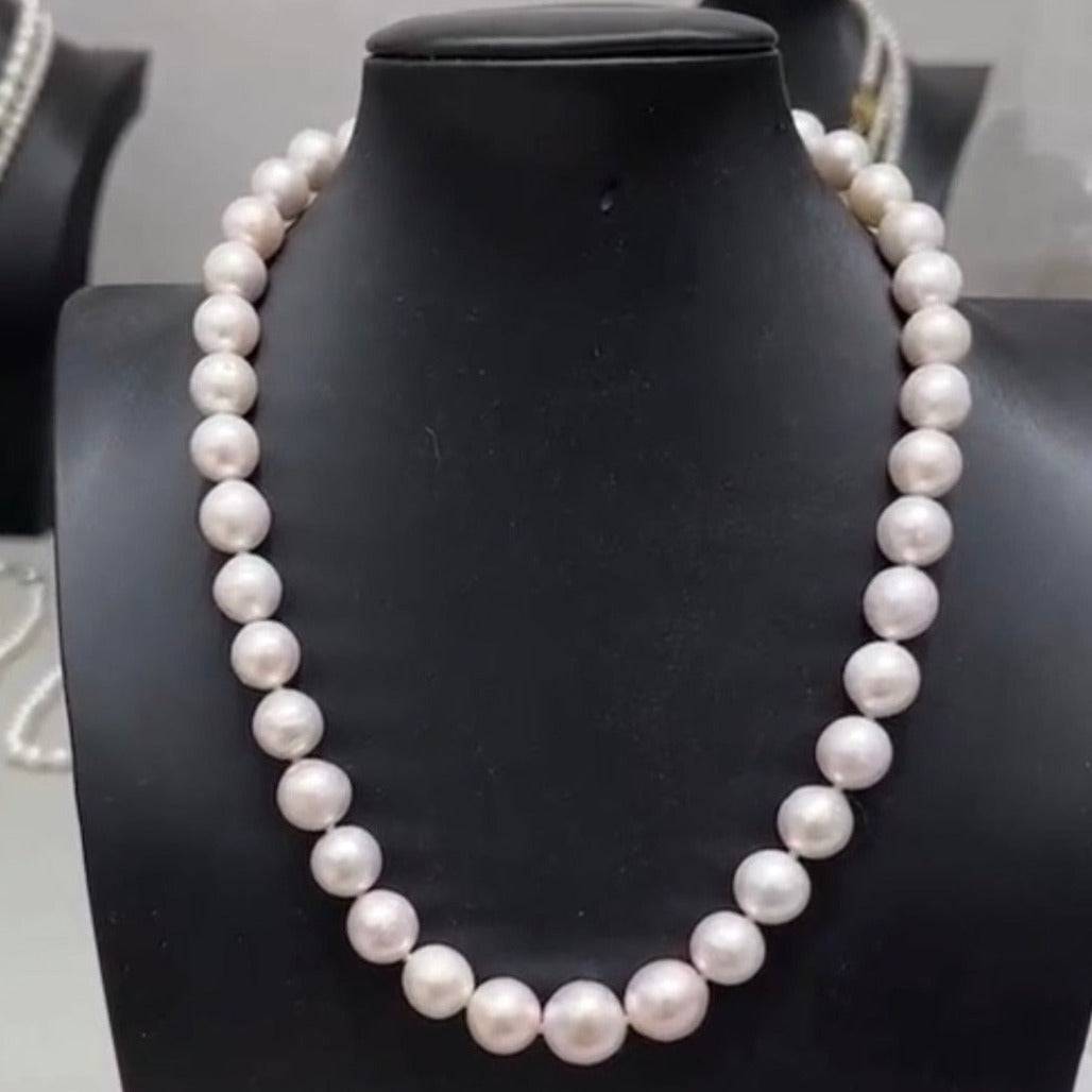 Large White Freshwater Pearl Necklace 9-12mm