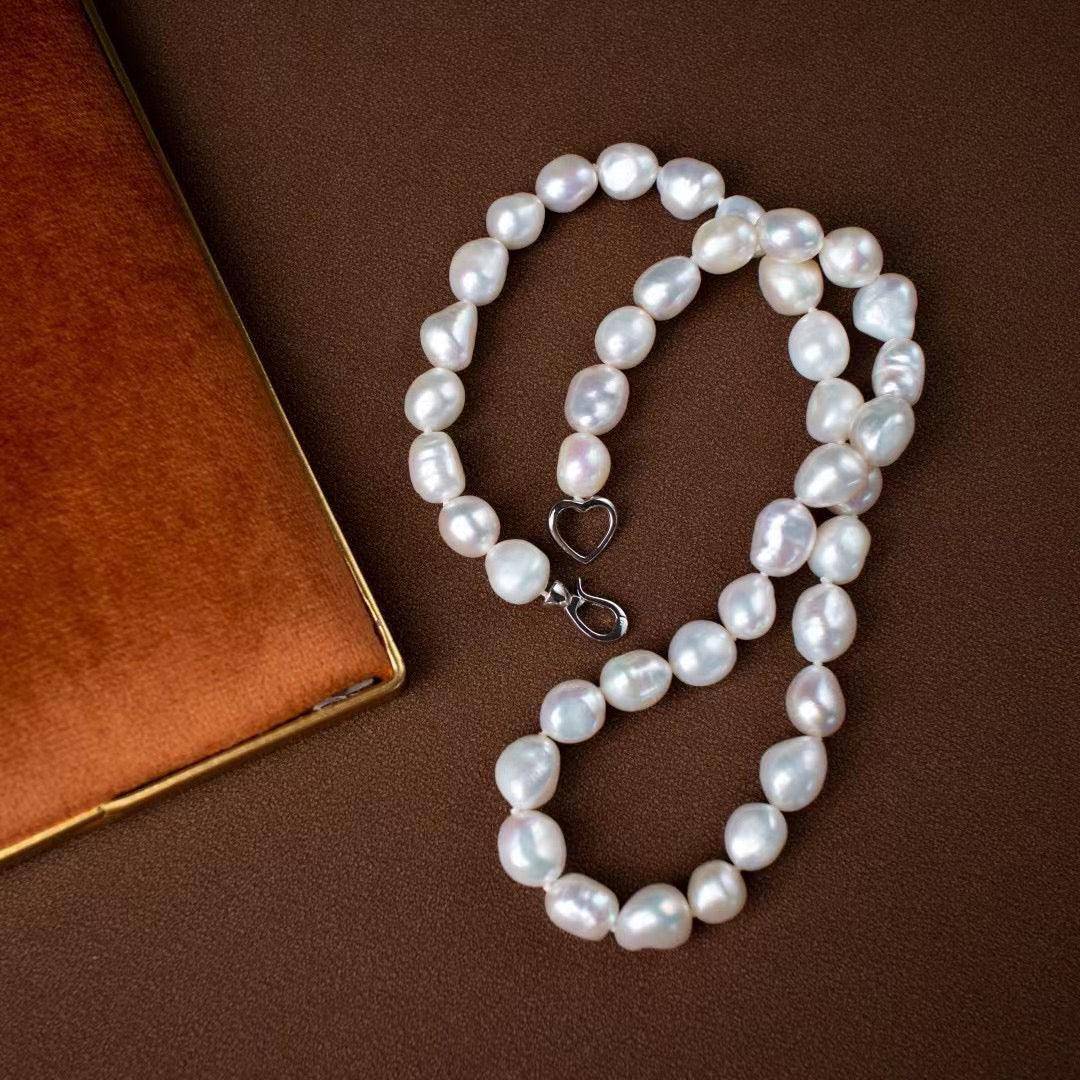 Baroque Pearl Necklace in Silver 9-10mm