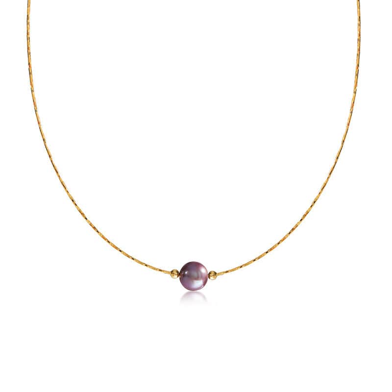 Floating Pearl Chain Necklace in 9-10mm Size