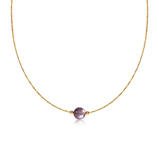 Floating Pearl Chain Necklace in 9-10mm Size