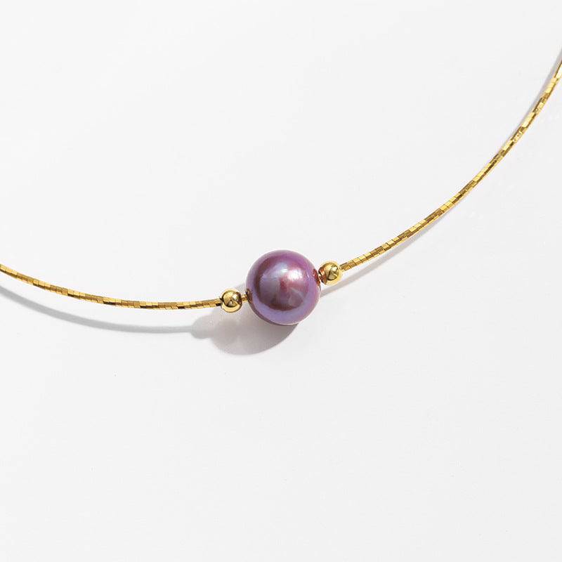 Floating Pearl Chain Necklace in 9-10mm Size