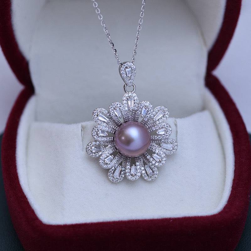 Floral Pendant with 9-10mm Freshwater Pearls