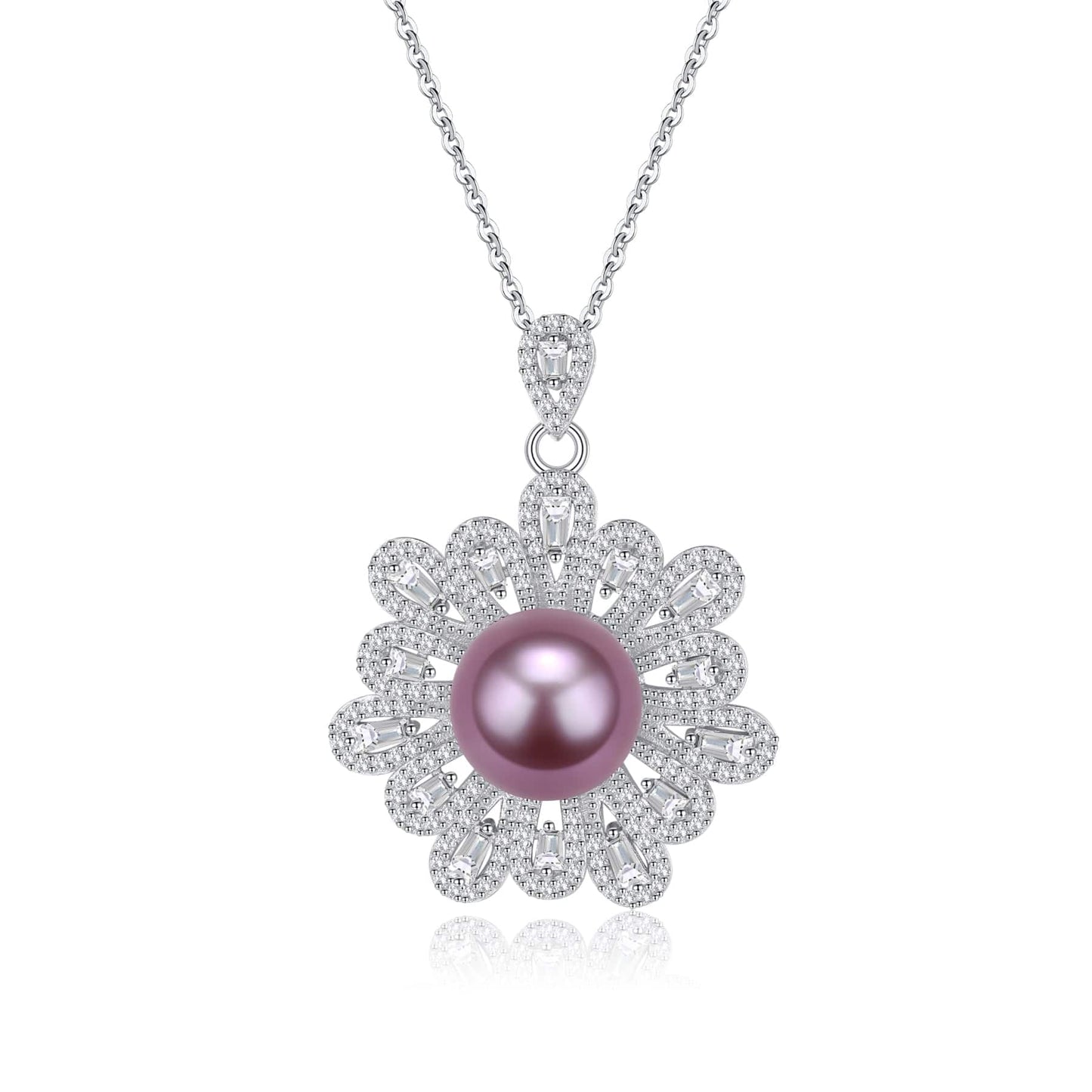 Floral Pendant with 9-10mm Freshwater Pearls