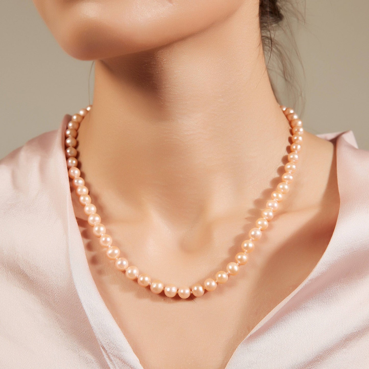 Pink Freshwater Pearl Necklace 7.5 to 8 Millimeters