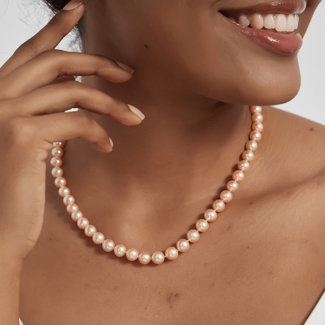 Pink Freshwater Pearl Necklace 7.5 to 8 Millimeters