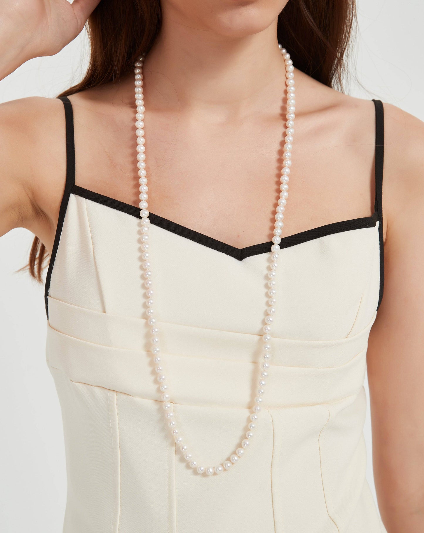 35 Inch White Freshwater Pearl Strand Necklace