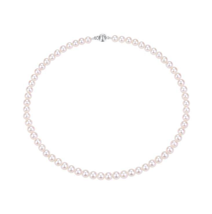 White Freshwater Pearl Necklace 6.5 to 7.5 Millimeters