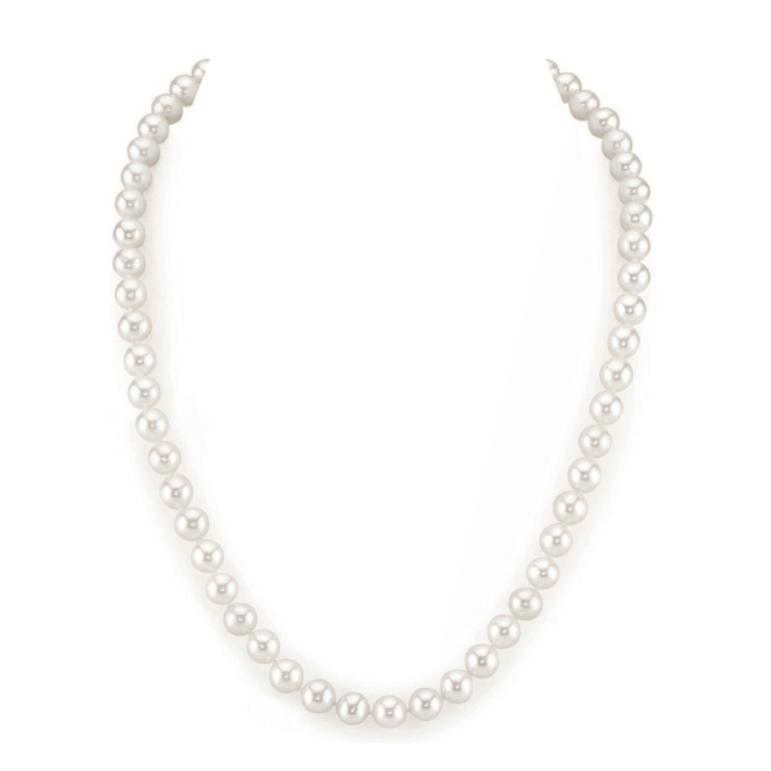 White Round Freshwater Pearl Necklace with Silver Clasp