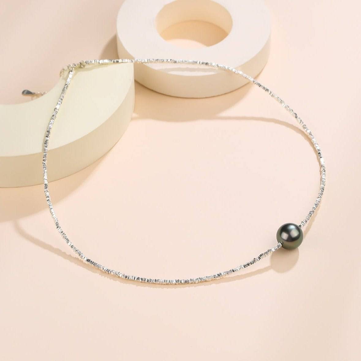 Tahitian Pearl and Silver Shards Necklace