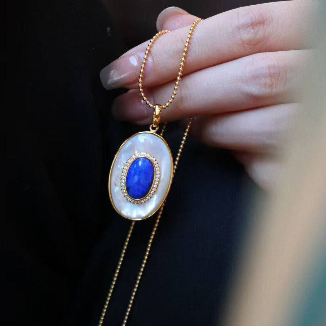 Blue Lapis Lazuli and Mother of Pearls Earrings