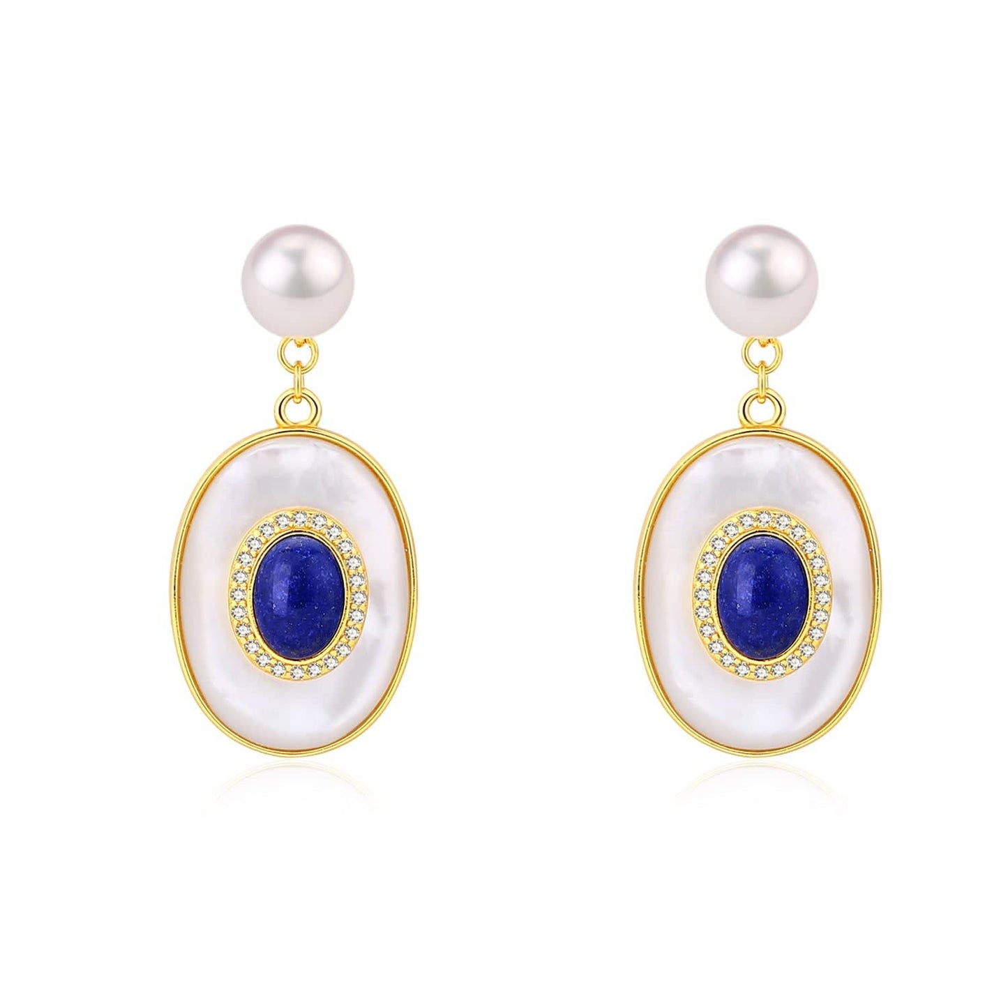 Blue Lapis Lazuli and Mother of Pearls Earrings