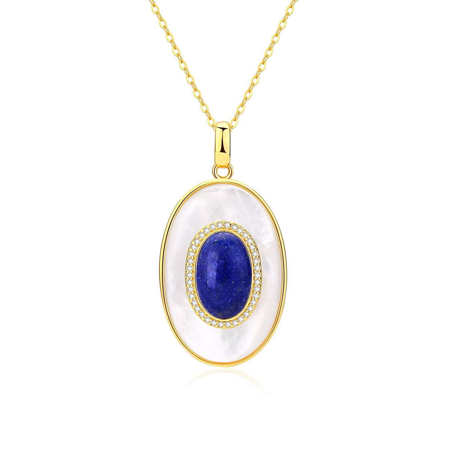 Lapis Lazuli and Mother of Pearl Pendant Necklace Earrings