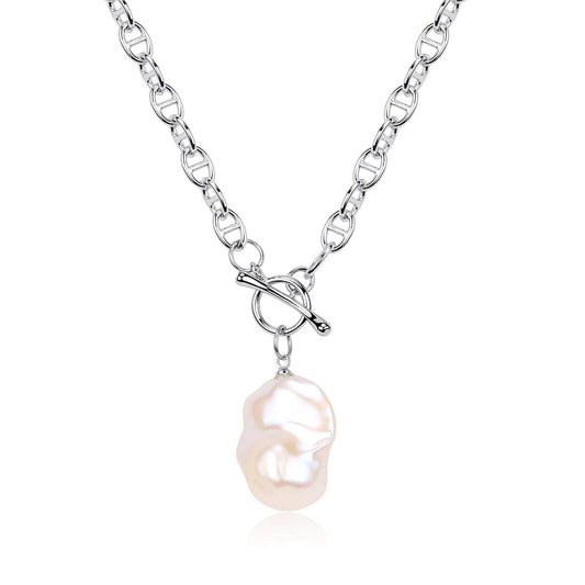 Large Baroque Pearl Bold Chain Necklace