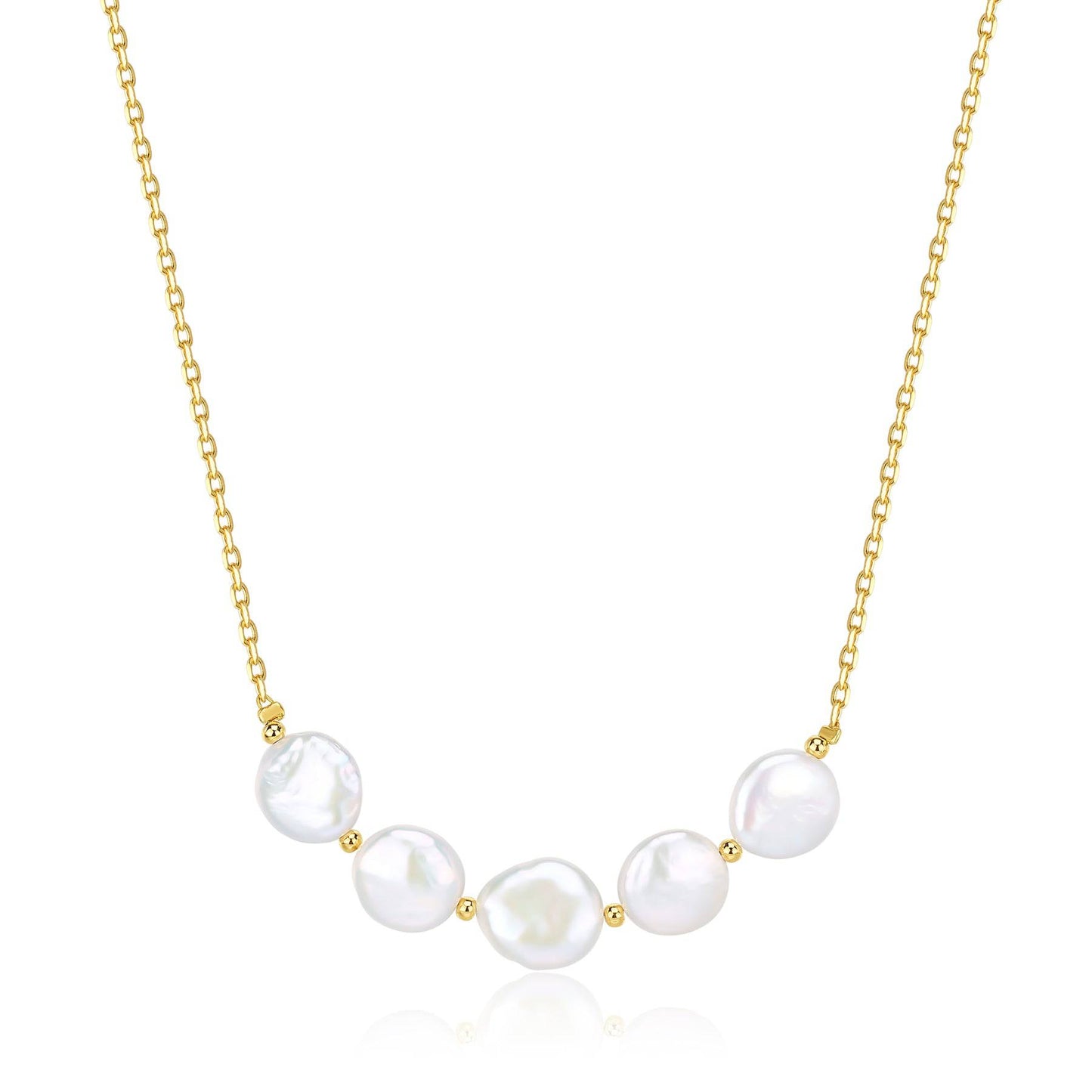 Coin Pearl Necklace in Tincup Style