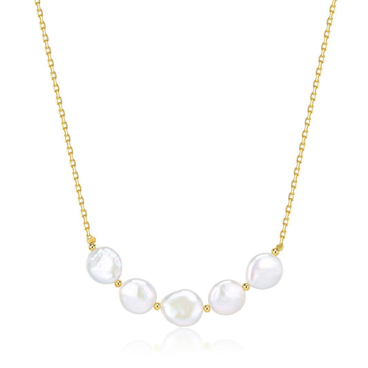 Coin Pearl Necklace in Tincup Style