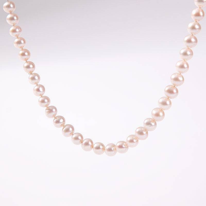 White Round Freshwater Pearl Necklace with Sterling Silver Clasp