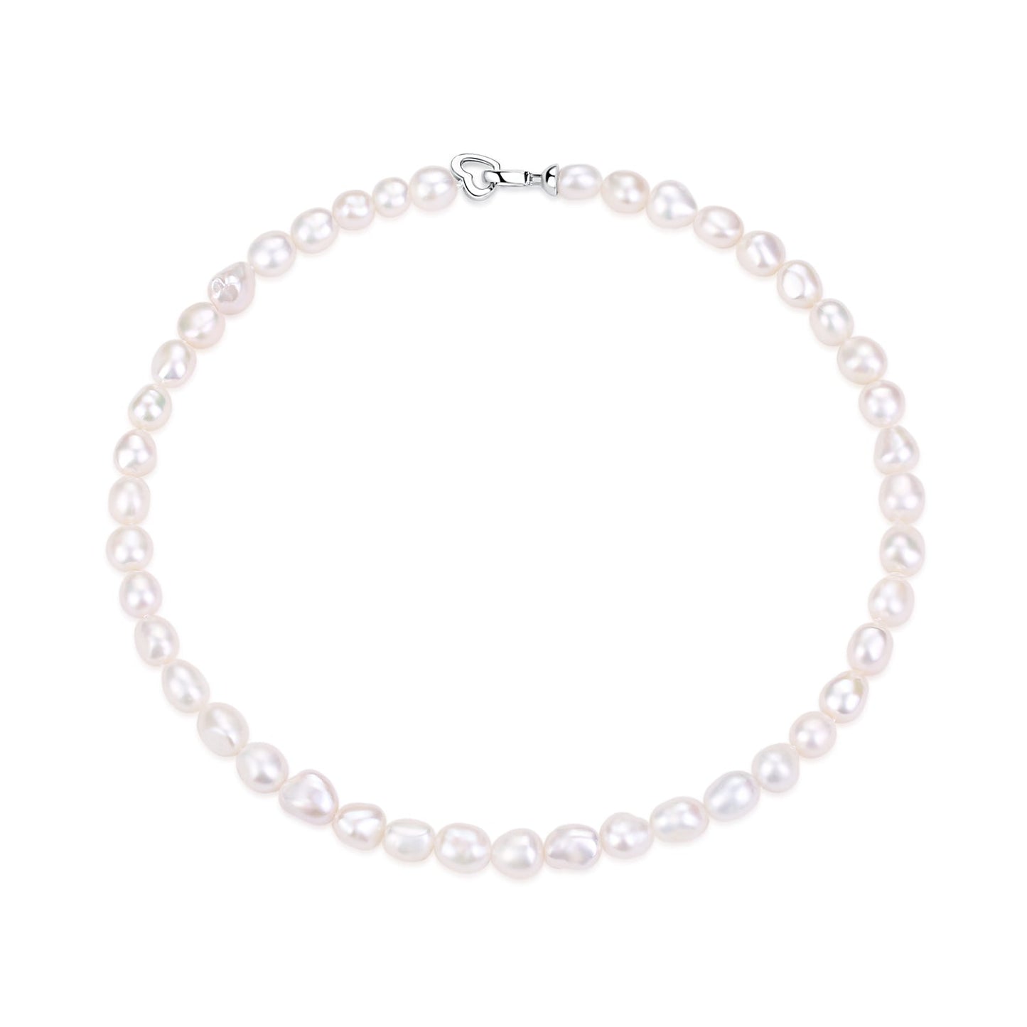 Baroque Pearl Necklace in Silver 9-10mm