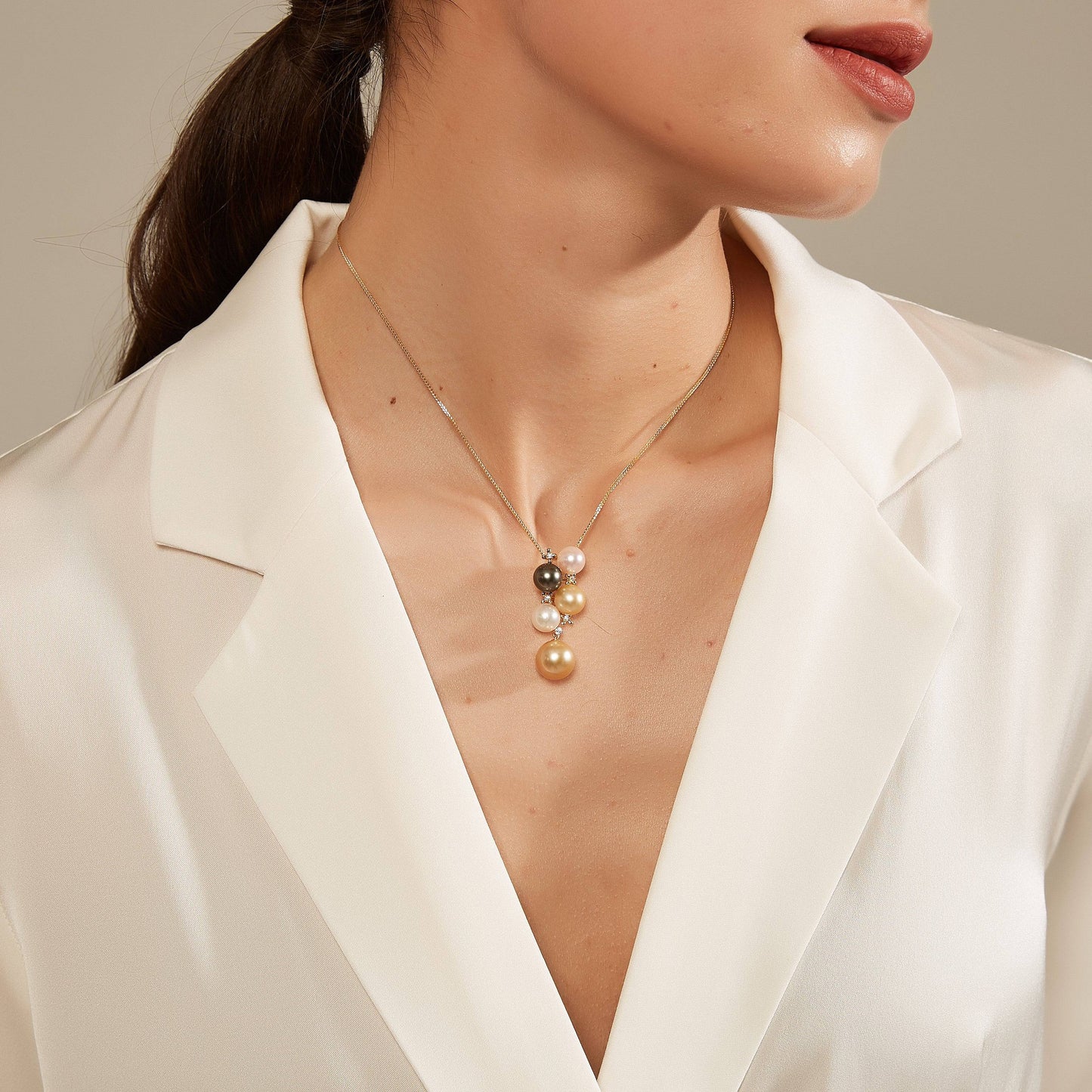 Five-Drop South Sea Pearl Pendant in 18K Gold