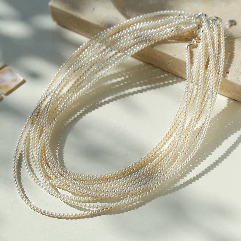 Classic Baby Pearl Strand Necklace in 2-3mm Size