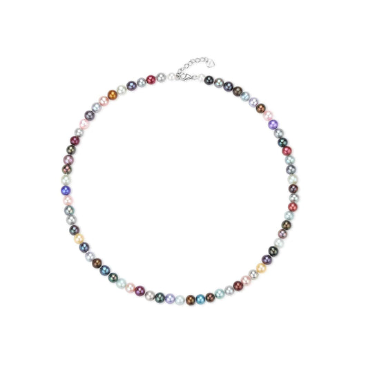 Multicolour Freshwater Pearl Necklace with Dyed Design