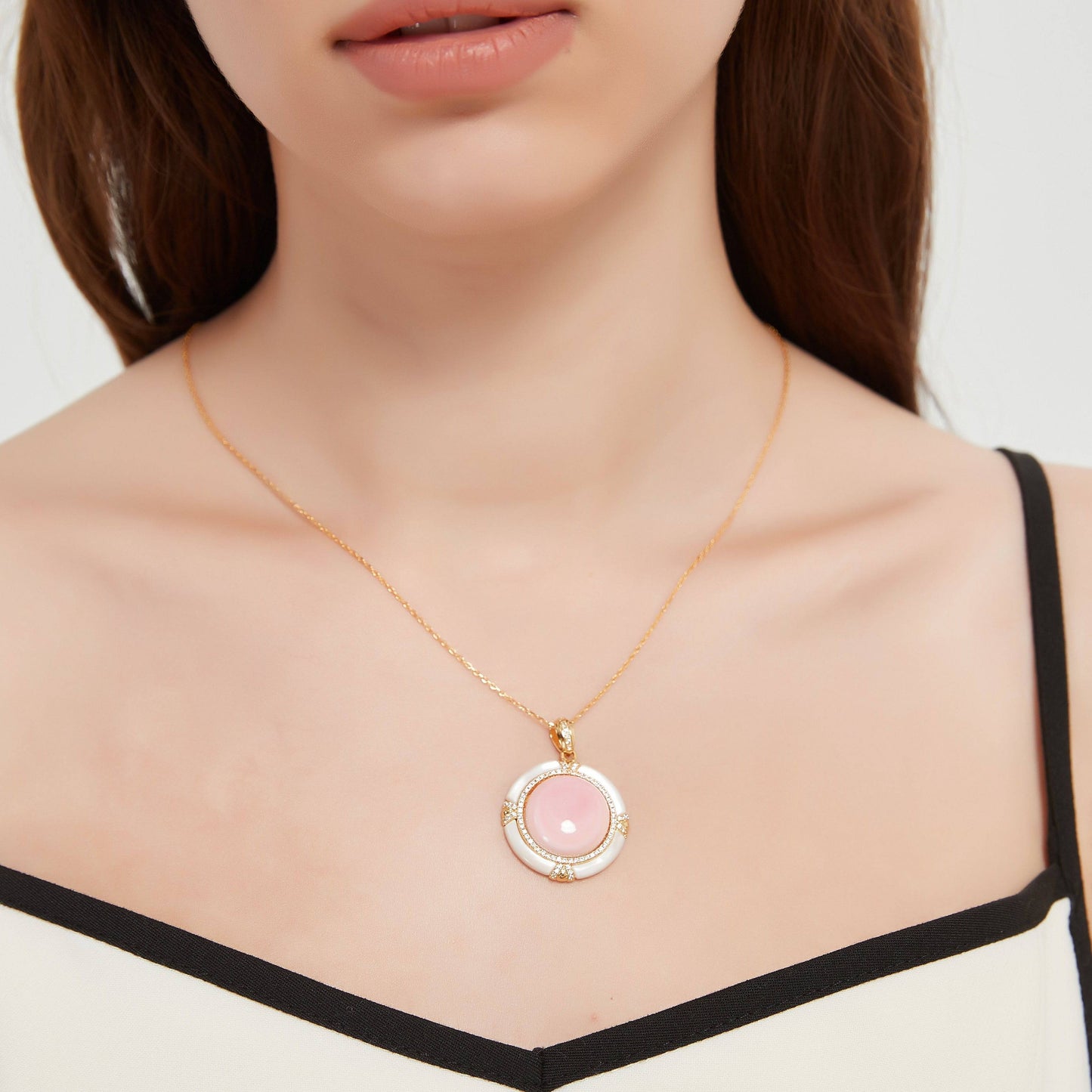 Pink Conch Shell and Pearls Princess Necklace