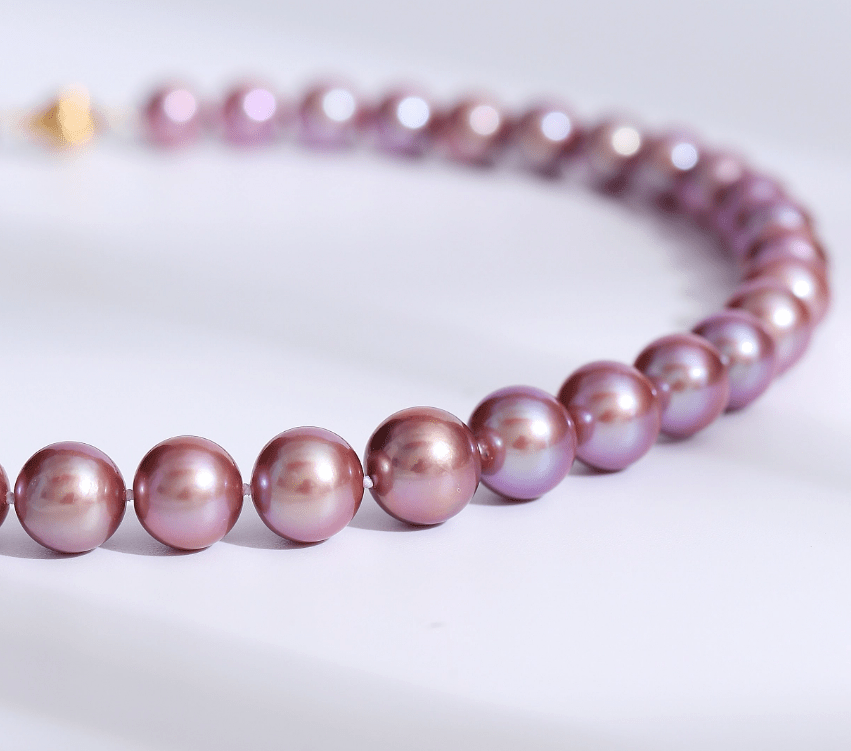 Purple Freshwater Pearl Necklace 7.5 to 8 Millimeter