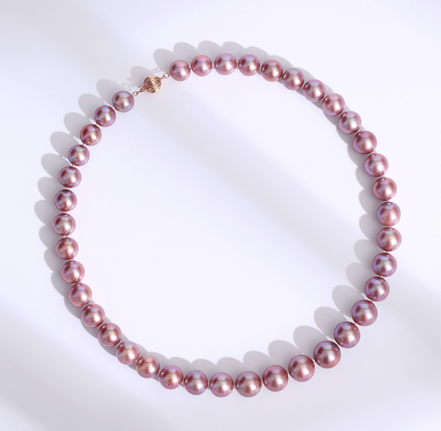 Purple Freshwater Pearl Necklace 7.5 to 8 Millimeter