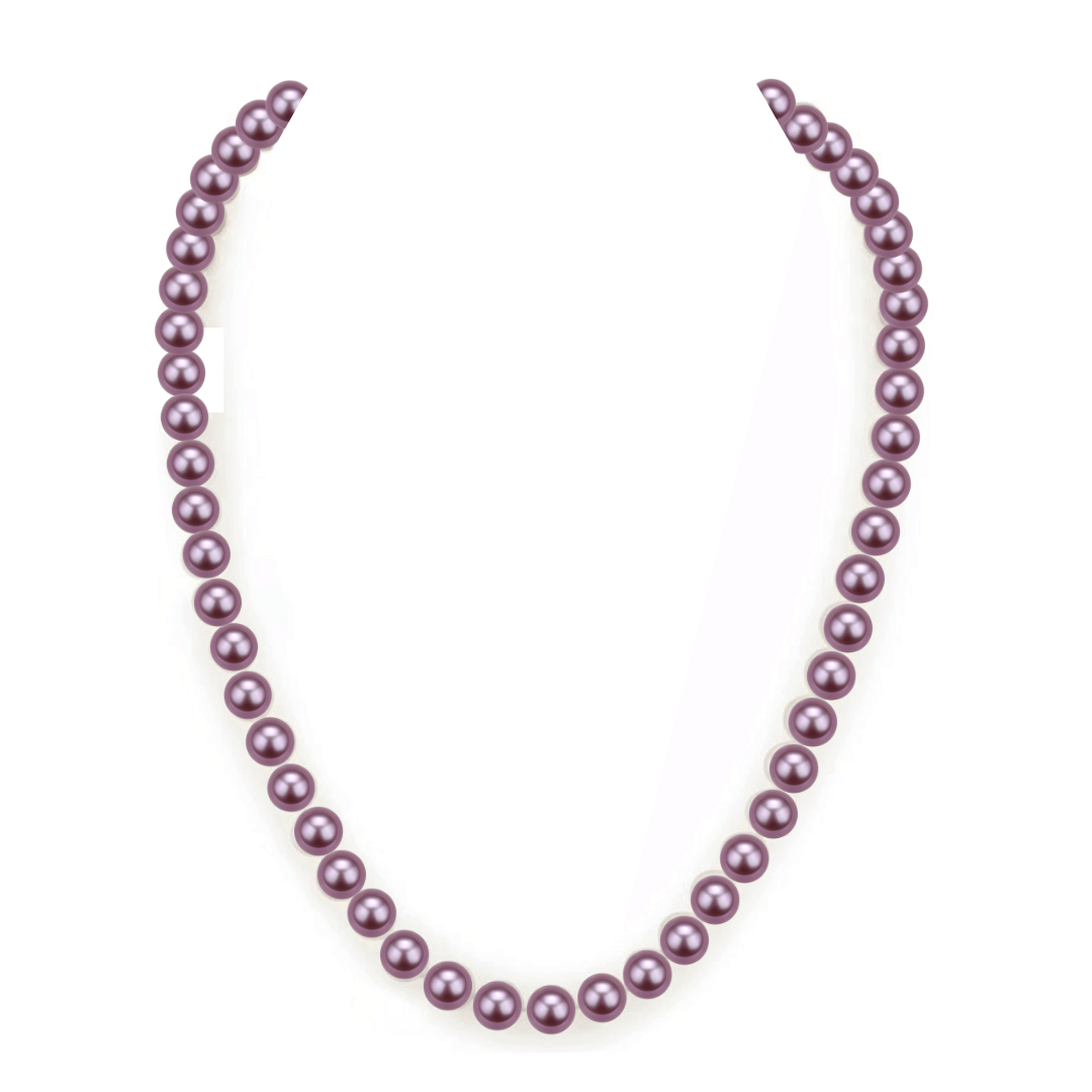 Purple Freshwater Pearl Necklace 7.5 to 8 Millimeter