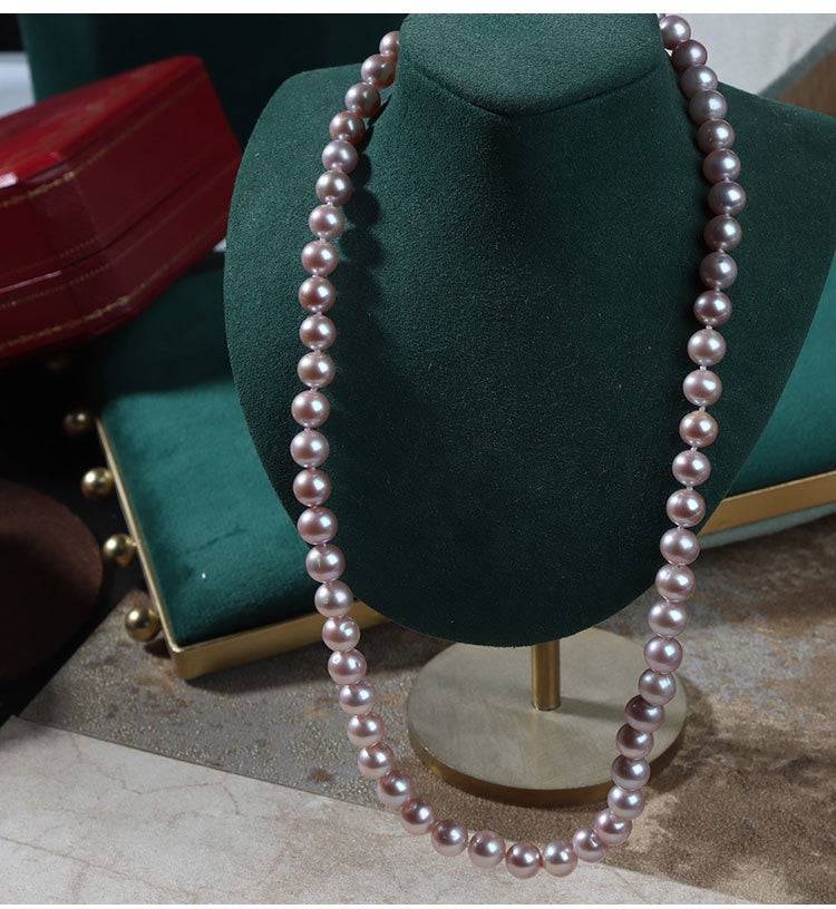 Purple Freshwater Pearl Necklace 7.5 to 8 Millimeter