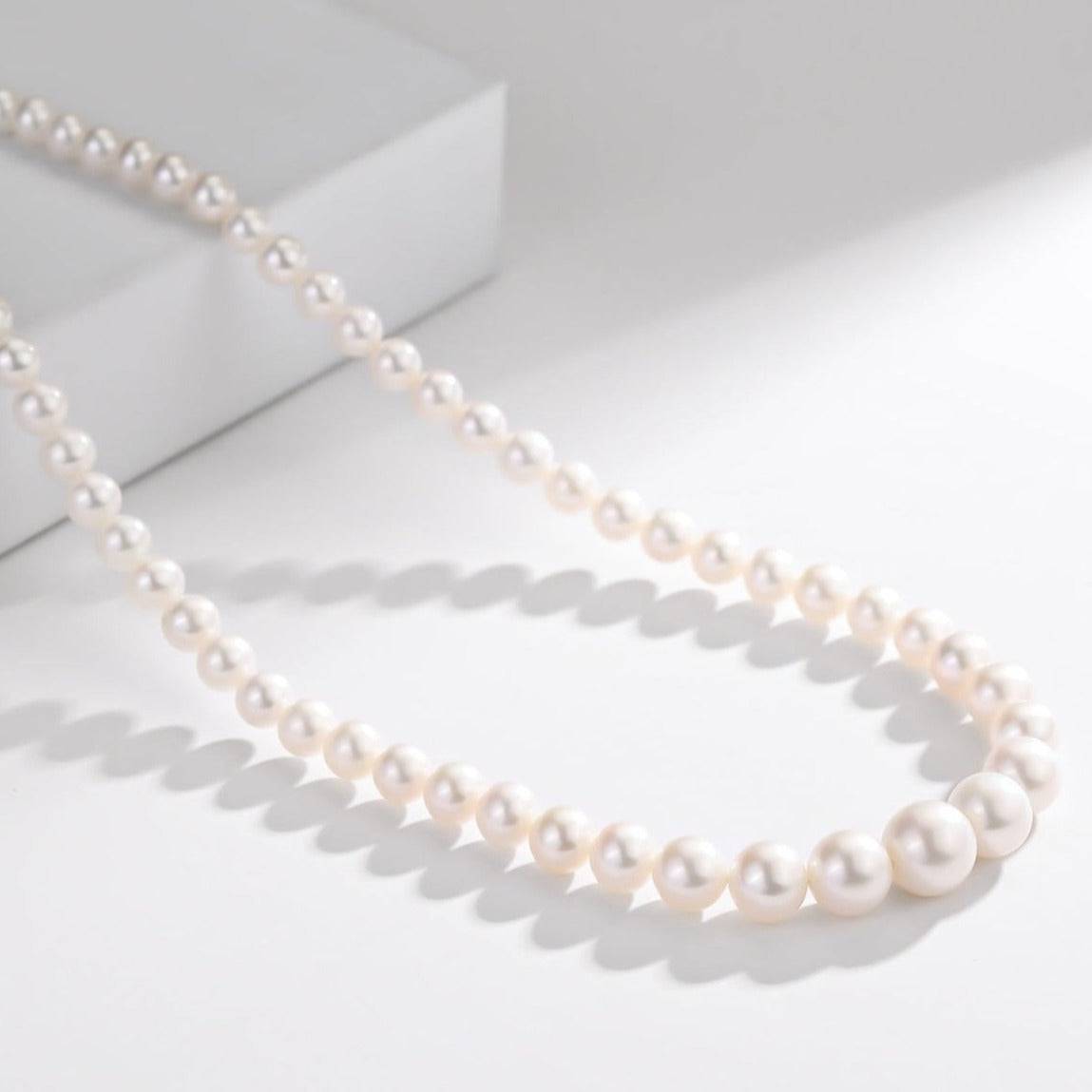 White Freshwater Pearls Gradual Size Strand Necklace