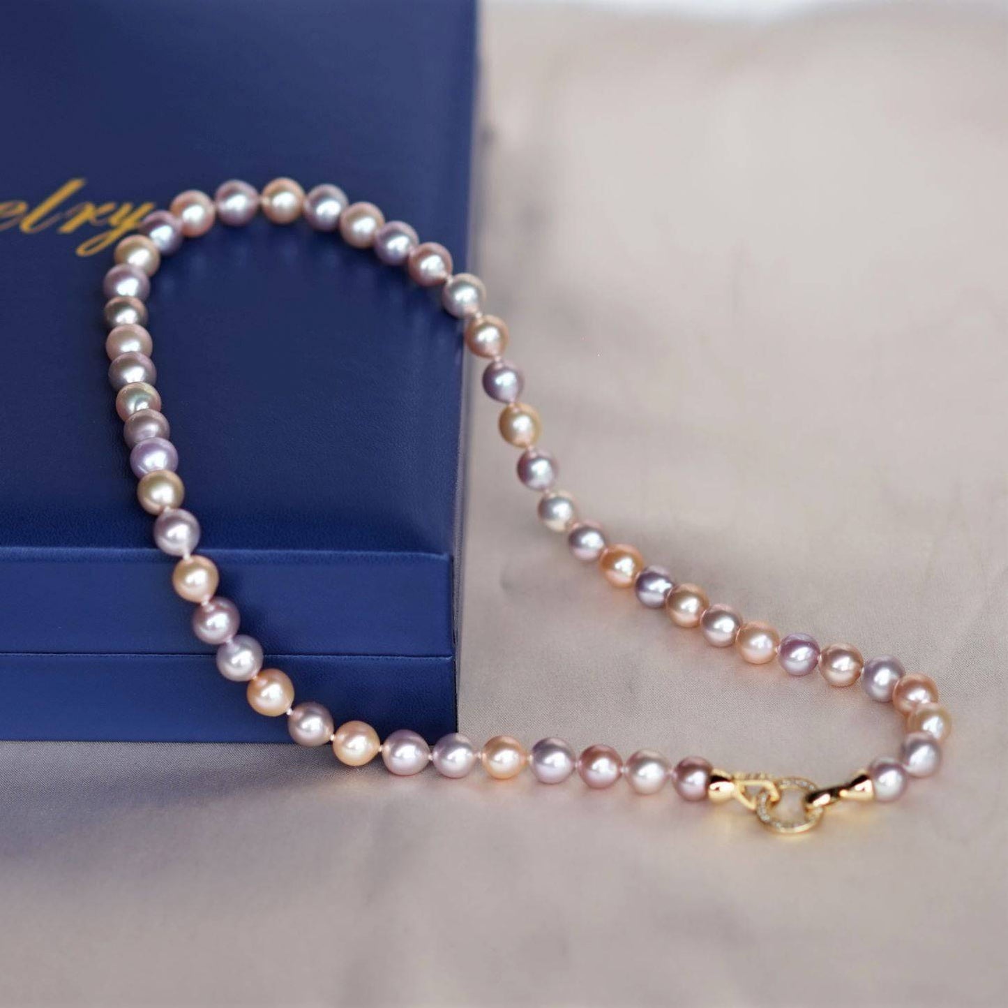 Multicolor Akoya Cultured Pearl Necklace 8-9mm