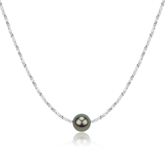 Tahitian Pearl and Silver Shards Necklace