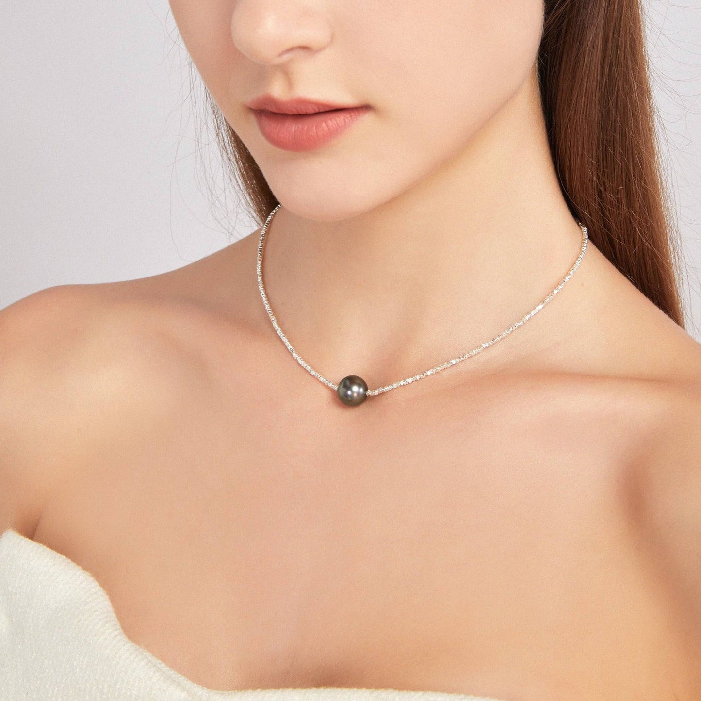 Tahitian Pearl and Silver Shards Necklace