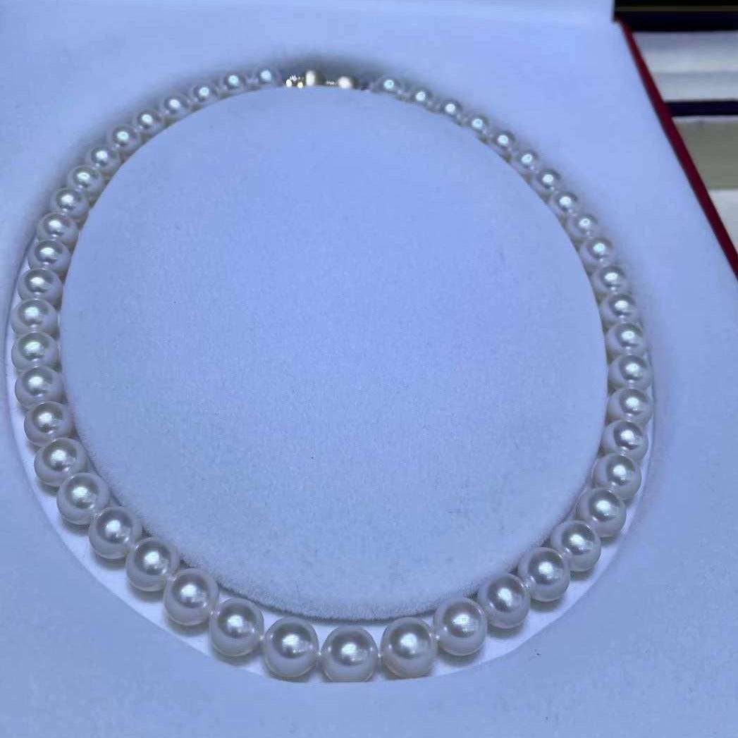 White Freshwater Akoya Cultured Pearl Necklace 9-10mm