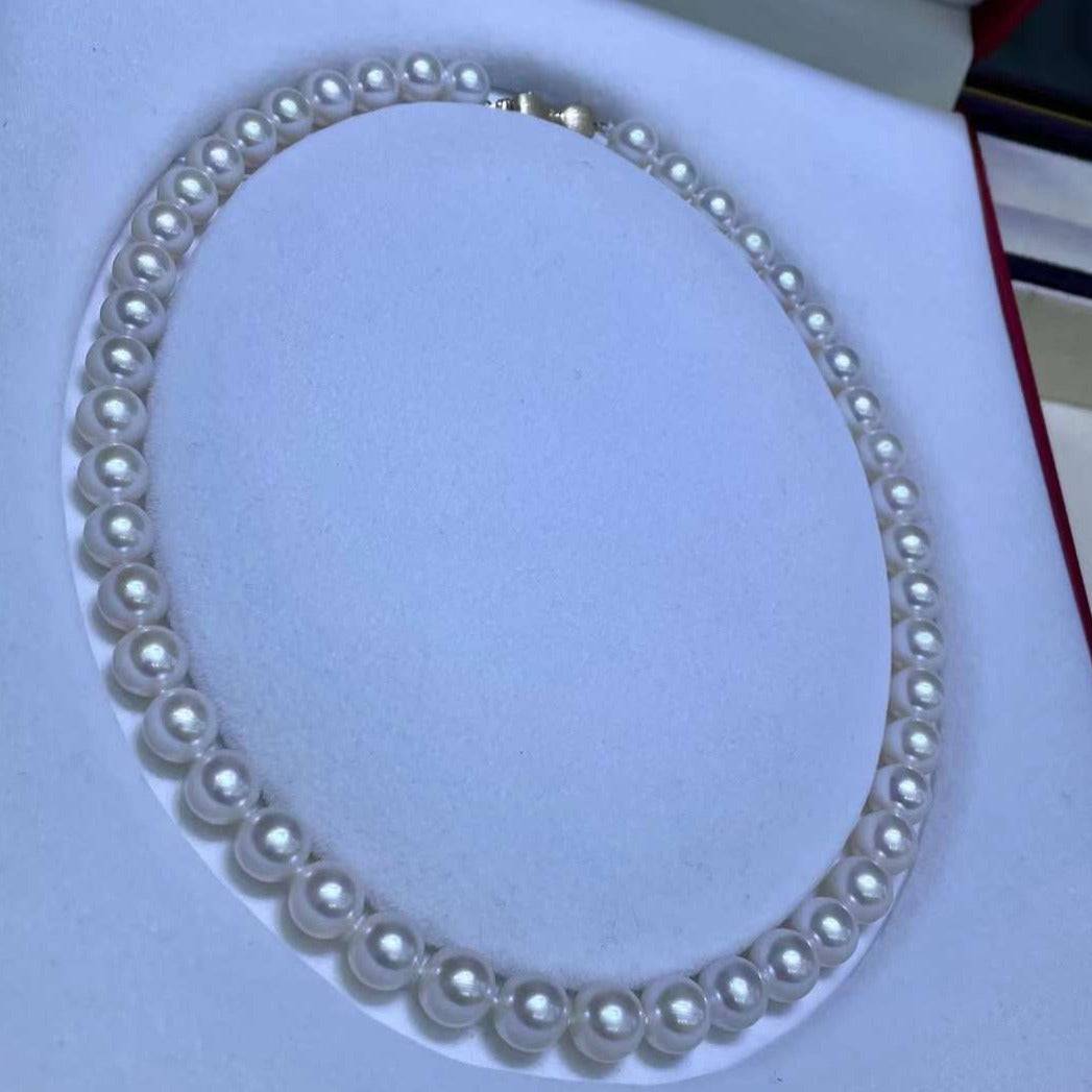 White Freshwater Akoya Cultured Pearl Necklace 9-10mm