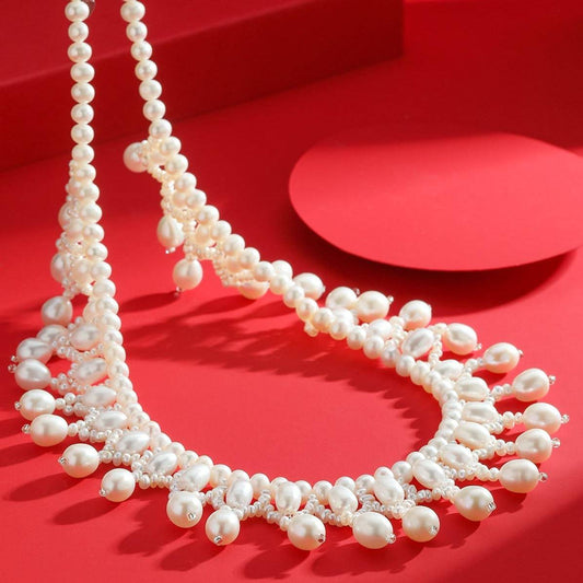 Triple Layer Handcrafted Vintage Pearl Necklace