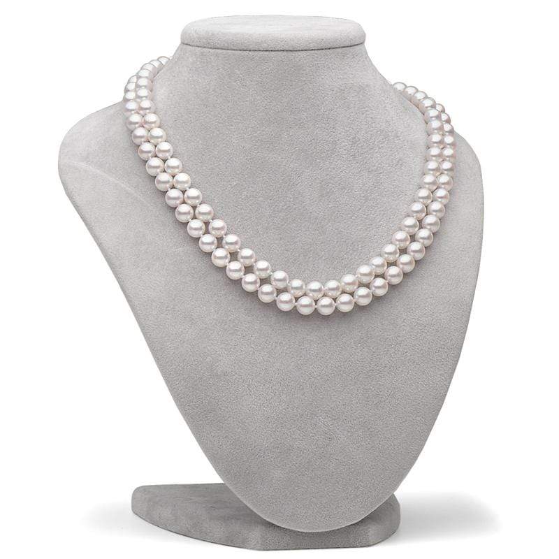 Double Strand Freshwater Pearl Necklace with Silver Clasp