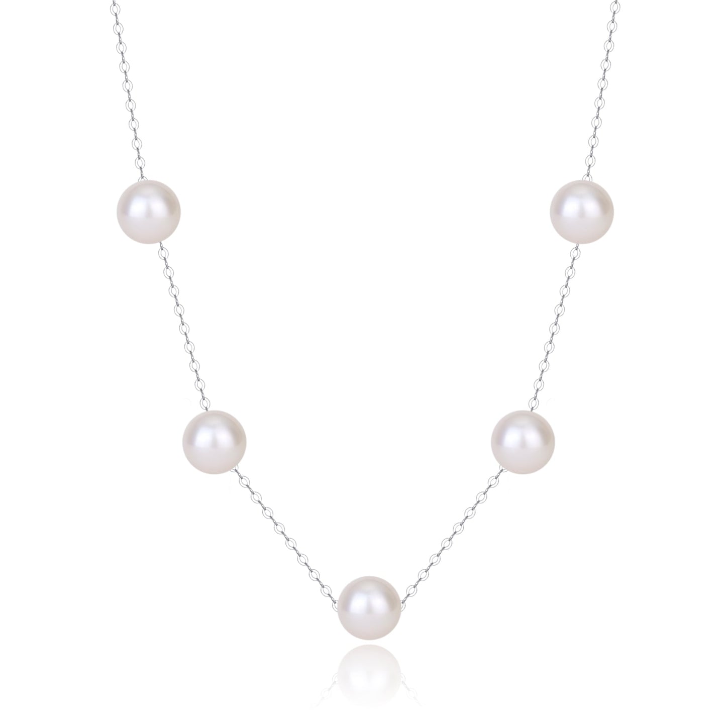 White Akoya Pearl Tincup Necklace in 18K Gold