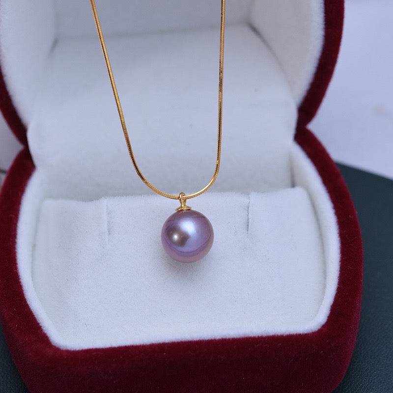 Freshwater Pearl and Snake Chain Necklace 9-10mm