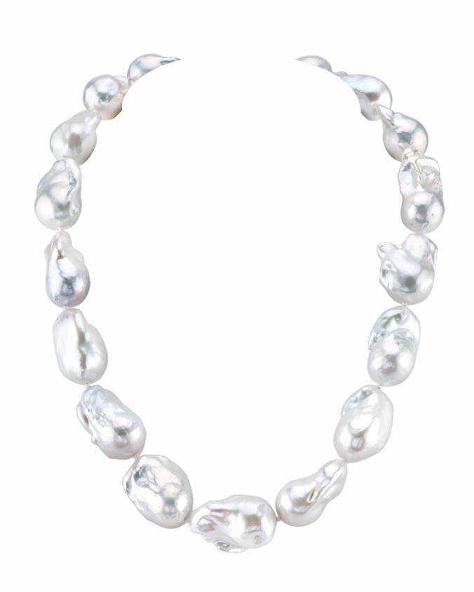 Large Baroque Freshwater Pearl Necklace in White