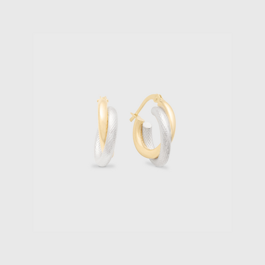 Mixed 14k Gold Hoop Earrings