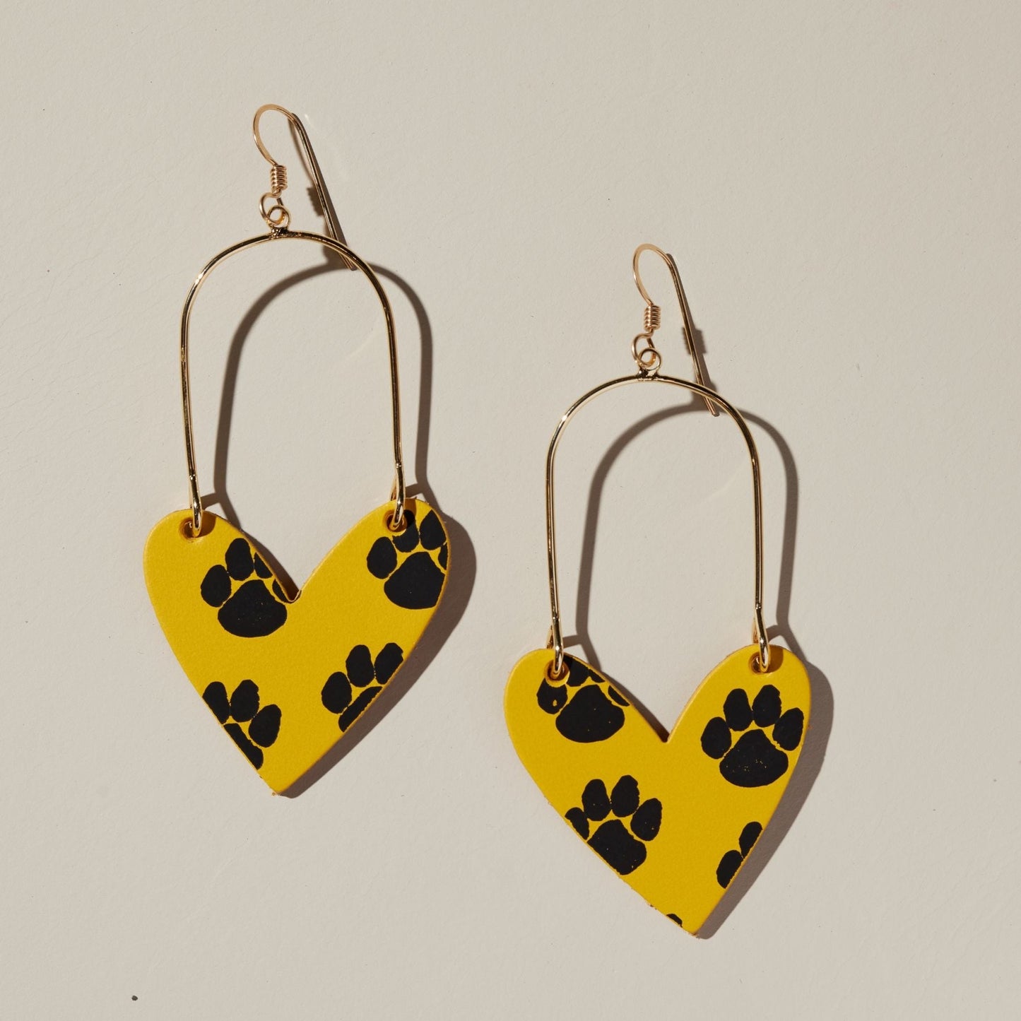 Paw Print Sweetheart Earrings in Suede Material