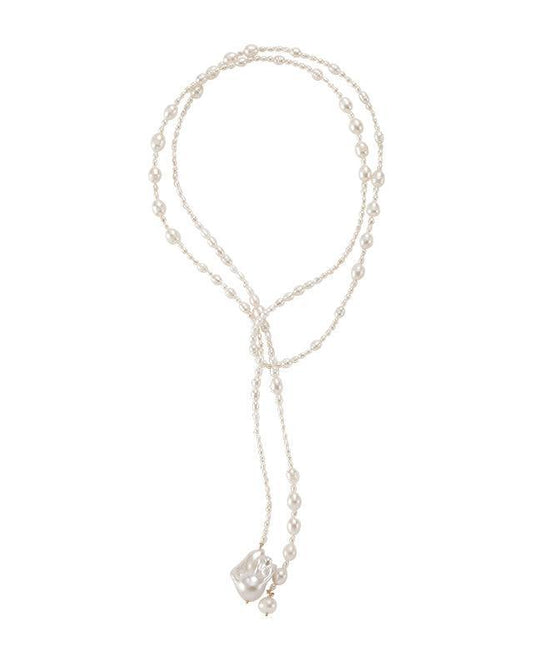 Elegant Baroque Pearl Necklace in Night Rain Style