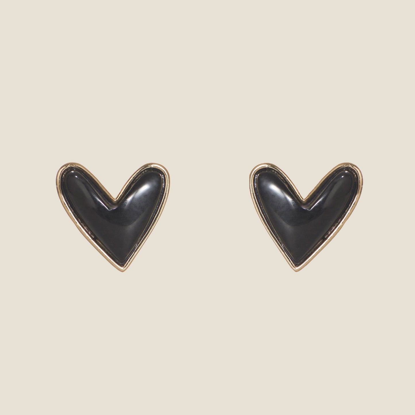 Onyx Heart Shaped Stud Earrings