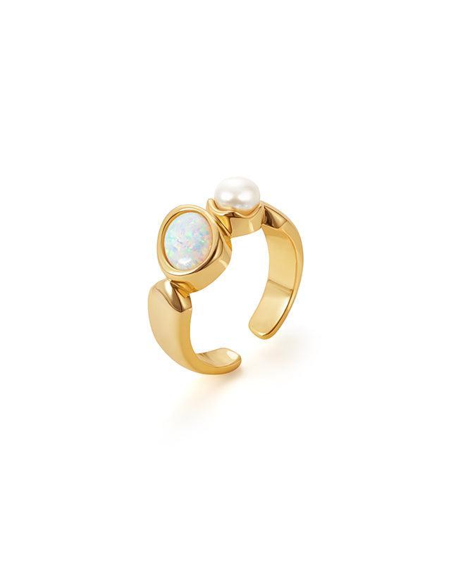 Elegant Opal and Pearl Ring Design