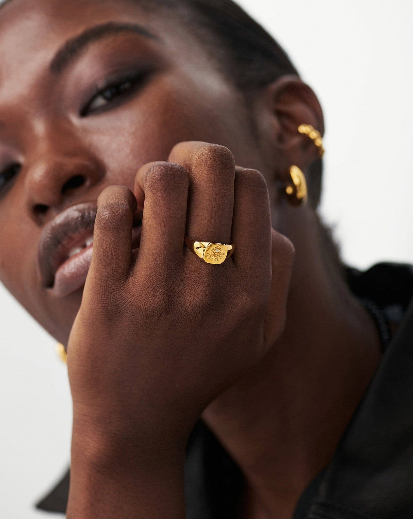 Open Heart Signet Ring in 18k Gold Vermeil